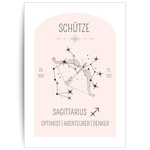 Papierkind™ Poster Sternzeichen Schütze - Sagittarius | Schütze Poster für Kinderzimmer | Moderne Sagittarius Wandkunst | Schütze Wandbild | Geschenk | A4 ohne Rahmen (B130-2) von Papierkind