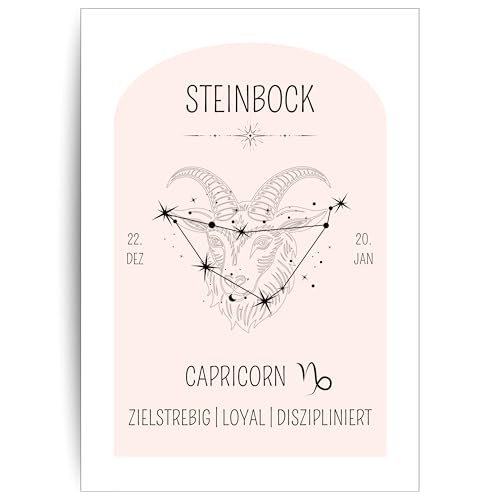 Papierkind™ Poster Sternzeichen Steinbock - Capricorn | Steinbock Poster für Kinderzimmer | Moderne Capricorn Wandkunst | Steinbock Wandbild | Geschenk | in DIN A4 ohne Rahmen (B131-2) von Papierkind