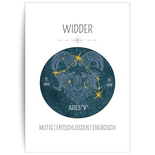 Papierkind™ Poster Sternzeichen Widder - Aries | Zodiak Wandbilder Widder | Widder Deko ohne Rahmen | Astrologie Widder Poster | Geschenk | in DIN A4 ohne Rahmen (A130-4) von Papierkind