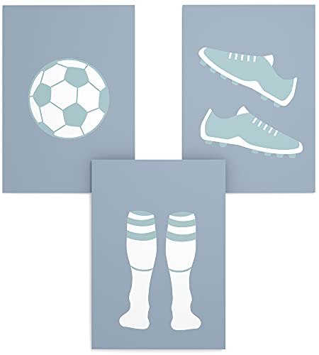 Papierschmiede® Kinderposter 3er Set, 30x40 cm Wanddeko, Geschenk für Jungen & Mädchen Kinderzimmer Babyzimmer, Fußball von Papierschmiede