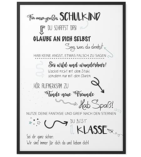 Papierschmiede® Kinderposter in A4 (21x30 cm), Wanddeko für Kinderzimmer oder Spielecke, Jungen Mädchen, Wandbild Dekoration mit Sprüchen ohne Rahmen, Schulkind von Papierschmiede