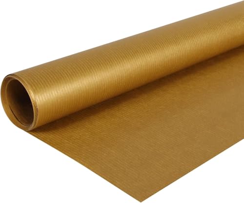 Papiertiger Farbiges Kraftpapier auf Rolle, ideal für Geschenkideen und Bastelprojekte (Gold, 1 Rolle 10m x 70cm) von Papiertiger