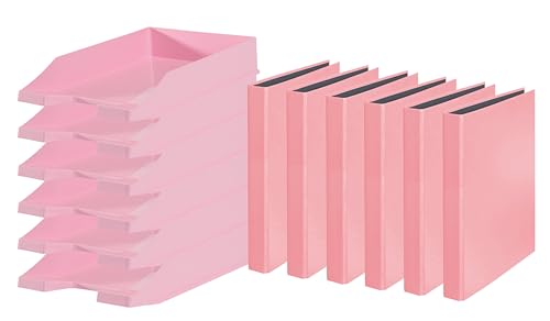 Papiertiger Karton Ringbuch (Ringbuch | Bundle mit Ablagen, Pastell Rosa, 6er Pack) von Papiertiger