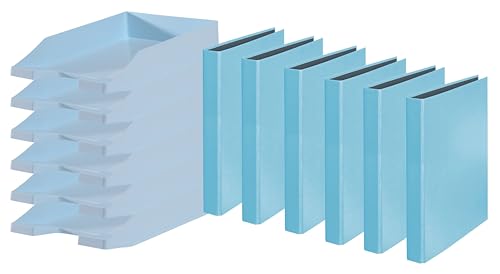 Papiertiger Karton Ringbuch (Ringbuch | Bundle mit Ablagen, Pastell blau, 6er Pack) von Papiertiger