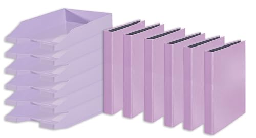Papiertiger Karton Ringbuch (Ringbuch | Bundle mit Ablagen, Pastell flieder, 6er Pack) von Papiertiger