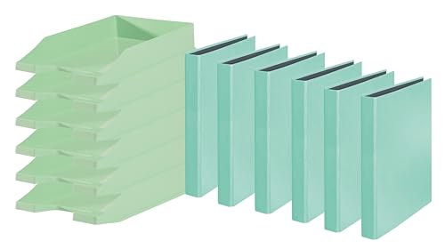 Papiertiger Karton Ringbuch (Ringbuch | Bundle mit Ablagen, Pastell minze, 6er Pack) von Papiertiger