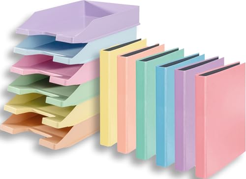 Papiertiger Karton Ringbuch (Ringbuch | Bundle mit Ablagen, Pastell sortiert, 6er Pack) von Papiertiger