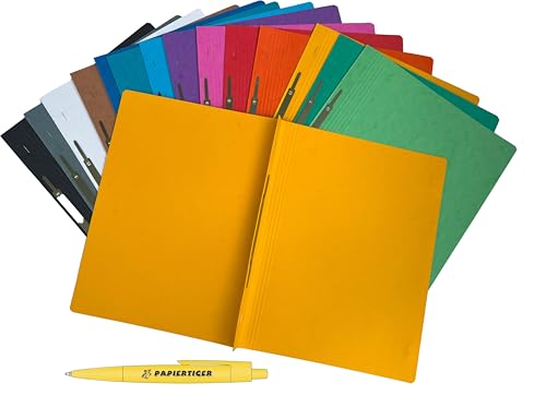 Papiertiger Schnellhefter aus Karton/Pappe für Schule und Büro extrastark (Pressspankarton, sortiert, 15er Pack) 14Farben, 2x gelb von Papiertiger