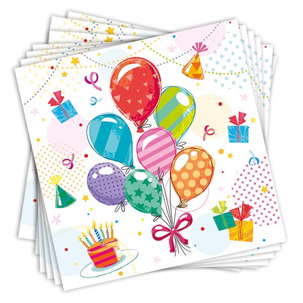 Servietten Ballons im 20er Pack, 33cm x 33cm von Papstar