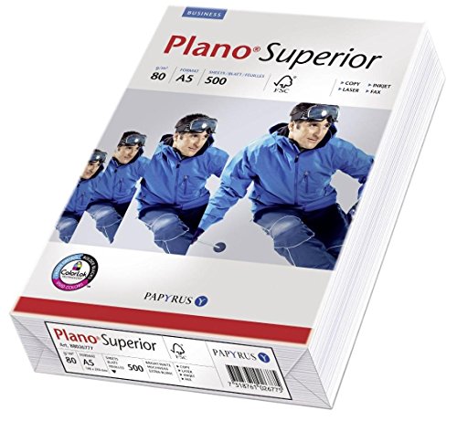 Papyrus, 10 Packungen à 500 Blatt, Plano Superior A5, 148 x 210 mm, 80 g, Weiß von Papyrus