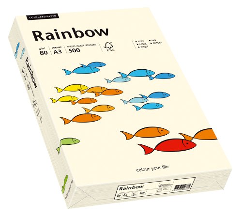 Papyrus 88042252 Drucker-/Kopierpapier bunt, Bastelpapier Rainbow: 80 g/m², A3, 500 Blatt, Matt, hellchamois von Papyrus