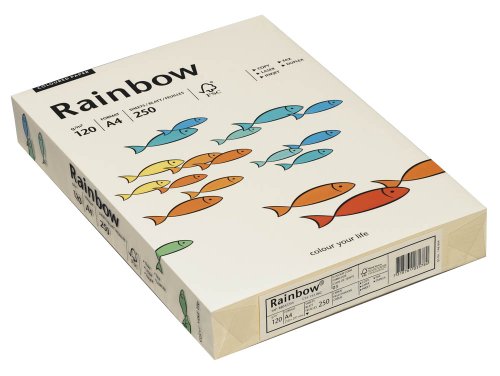 Papyrus 88042254 Drucker-/Kopierpapier farbig: Rainbow 120 g/m² DIN-A4, 250 Blatt Buntpapier hellchamois (Hellbeige) von Papyrus