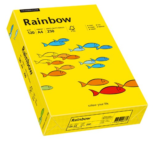 Papyrus 88042392 Drucker-/Kopierpapier farbig, Bastelpapier: Rainbow 120 g/m², A4 250 Blatt Buntpapier, matt, intensivgelb von inapa