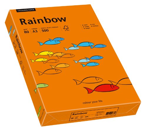 Papyrus 88042456 Drucker-/Kopierpapier farbig, Bastelpapier: Rainbow 80 g/m², A3, 500 Blatt, intensiv-orange von Papyrus