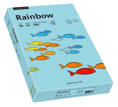 Papyrus 88042720 Drucker-/Kopierpapier farbig: Rainbow 80 g/m² DIN-A3, 500 Blatt Buntpapier, matt, mittelblau von Papyrus