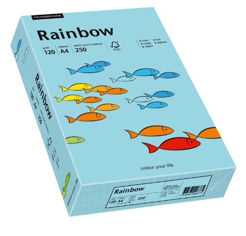 Papyrus 88042722 Drucker-/Kopierpapier farbig: Rainbow 120 g/m², A4 250 Blatt Buntpapier, Matt, Mittelblau von Papyrus