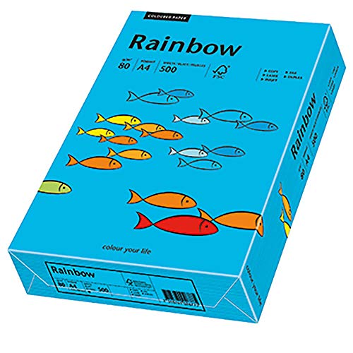 Papyrus 88042739 Drucker-/Kopierpapier farbig, Bastelpapier: Rainbow 80 g/m², A4 500 Blatt, Buntpapier, matt, blau von Papyrus