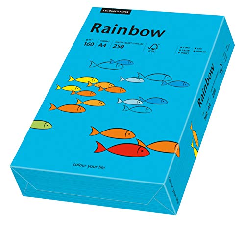 Papyrus 88042747 Drucker-/Kopierpapier farbig, Bastelpapier: Rainbow 160 g/m², A4, 250 Blatt Buntpapier, matt, blau von Papyrus