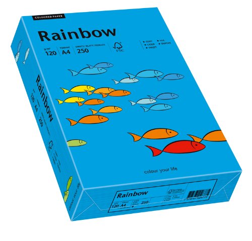 Papyrus 88042766 Drucker-/Kopierpapier farbig, Bastelpapier: Rainbow 120 g/m², A4, 250 Blatt Buntpapier, matt, intensivblau von Papyrus