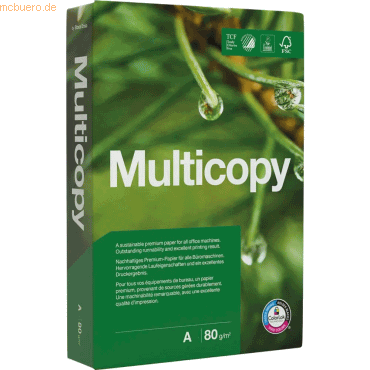 Papyrus Kopierpapier Multicopy A3 80g/qm weiß VE=500 Blatt von Papyrus