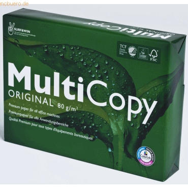 Papyrus Kopierpapier Multicopy A4 80g/qm weiß VE=500 Blatt von Papyrus