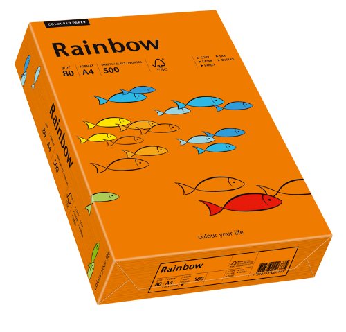 Papyrus Multifunktionspapier Rainbow, DIN A4, 80 g/qm, intensivorange, 500 Blatt, 5er Packung von Papyrus