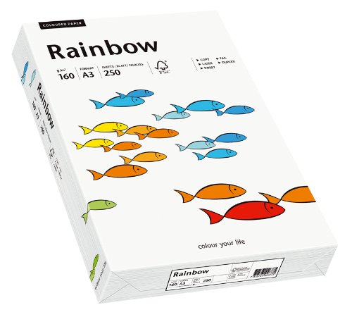 Papyrus Rainbow 88042211 Mehrzweckpapier, 160 g/m², A3, 250 Blatt, weiß von Papyrus