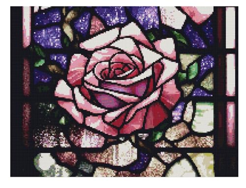 ParNarZar 5D Diamond Painting bilder - Glasgefärbte Rosen Bunt - 35x45cm Klein Eckige Steine vollbild set für Küche, Speisesaal, Wohnstub, Schlafzimmer, Eingangshalle, Treppe von ParNarZar