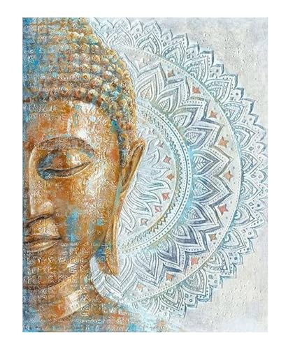 ParNarZar 5D Diamond Painting bilder - Halbgesichtiger Buddha - 35x45cm Klein Eckige Steine vollbild set für Küche, Speisesaal, Wohnstub, Schlafzimmer, Eingangshalle, Treppe von ParNarZar