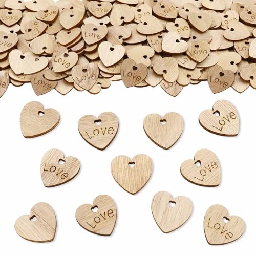 ParPix 100 Stück Holz Herz Konfetti Hochzeit Deko, Holzherz Hochzeit Streudeko, Hochzeitsdeko Tisch Holzherzen Confetti, Herz Deko Hochzeit Tischdeko, Herzkonfetti für Hochzeit Geburtstag Taufe Deko von ParPix