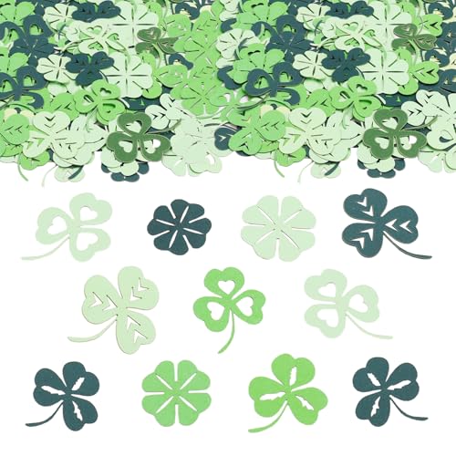 ParPix 100 Stück Kleeblatt Deko Konfetti, Groß Kleeblatt Streudeko 4cm, St Patricks Day Deko Confetti, Tischdeko Konfetti Grün, Glücksklee Streudeko, Kleeblatt Tischdeko, Confetti für Silvester, Taufe von ParPix