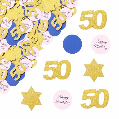 ParPix 100 Stk Konfetti 50 Geburtstag Deko Groß, Gold Tischdeko 50. Geburtstag Mann Frau, Streudeko 50 Geburtstag Frau Deko,Farbe Confetti Deko 50 Geburtstag,Glitzer Konfetti Deko Goldene Hochzeit 50 von ParPix