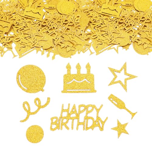 ParPix 100 Stück Konfetti Geburtstag Tischdeko Gold, 5cm Groß Happy Birthday Konfetti, Glitzer Streudeko Geburtstag, Confetti Tischdeko Geburtstag Frau Mann, Konfetti Geburtstag Deko Party von ParPix