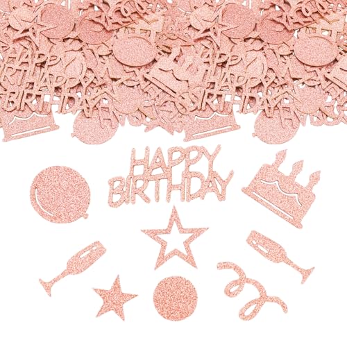 ParPix 100 Stück Konfetti Geburtstag Tischdeko Roségold, 5cm Groß Happy Birthday Konfetti, Glitzer Streudeko Geburtstag, Confetti Tischdeko Geburtstag Frau Mann, Konfetti Geburtstag Deko Party von ParPix