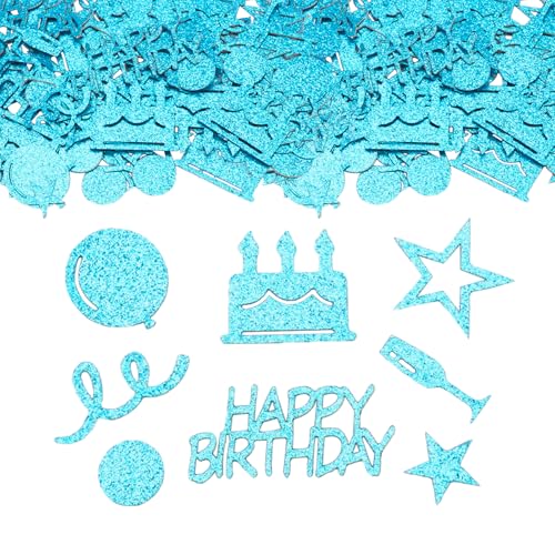 ParPix 100 Stück Konfetti Geburtstag Tischdeko Seeblau, 5cm Groß Happy Birthday Konfetti, Glitzer Streudeko Geburtstag, Confetti Tischdeko Geburtstag Frau Mann, Konfetti Geburtstag Deko Party von ParPix