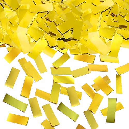 ParPix 100g Gold Konfetti Geburtstag Deko, 5cm Groß Konfetti Glitzer, Rechteckiges Metallische Folie Konfetti Tischdeko, Streudeko Gold für Hochzeit Geburtstag Babyparty, Ballondekoration Confetti von ParPix