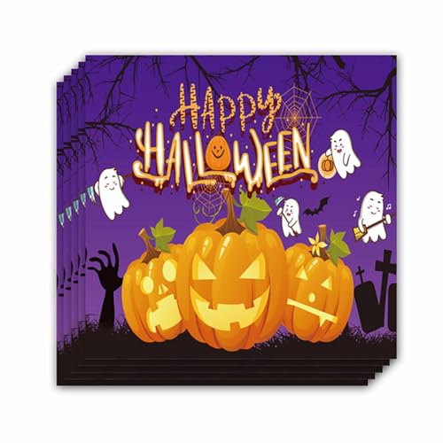 ParPix 20 Stk Halloween Servietten, Kürbis Gespenster Halloween Deko Papierservietten, 33cm Halloween Tischdeko Servietten,Einwegpapier Servietten für Halloween Party Deko,Horror Deko Papierservietten von ParPix