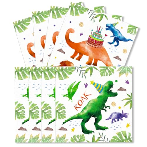 ParPix 20 Stück Dino Servietten Kindergeburtstag, 33x33cm Dino Geburtstag Servietten Jungen Mädchen, Dinosaurier Geburtstag Servietten,Servietten Dino Kindergeburtstag,Dino Party Deko Papierservietten von ParPix