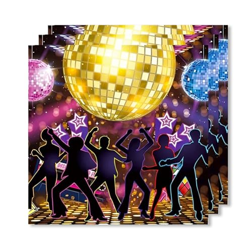 ParPix 20 Stück Disco Party Servietten, 33x33cm Geburtstag Servietten Disco Bunt, Servietten Discokugel, 70er 80er 90er Party Papierservietten, Discokugel Party Servietten, Disco Servietten Geburtstag von ParPix