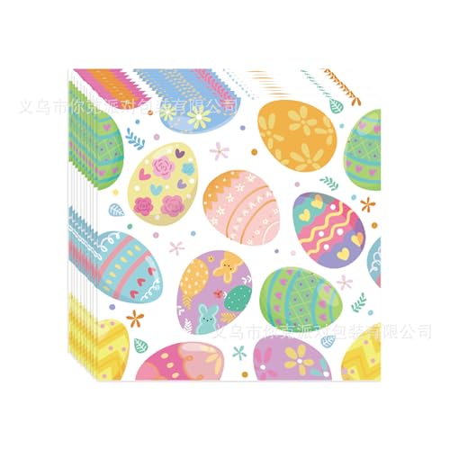 ParPix 20 Stück Ostern Servietten, 33x33cm Servietten Ostern Eier, Ostern Tischdeko Papierservietten, Frühling Party Osterservietten, Ostern Dekoration Servietten, Ostereier Servietten Junge Mädchen von ParPix