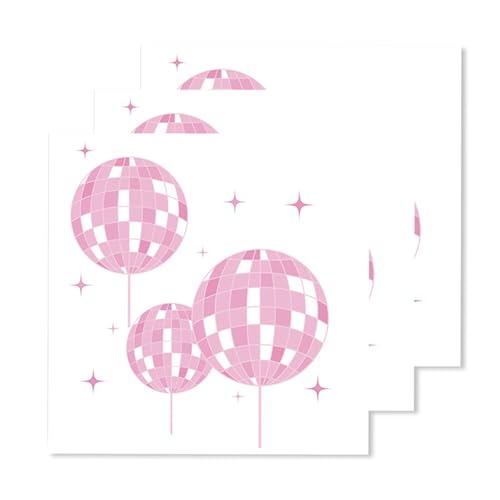 ParPix 20 Stück Rosa Disco Deko Servietten, 33x33cm Disco Party Deko Servietten, Servietten Geburtstag Discokugel Deko, 70er 80er 90er Geburtstag Deko Papierservietten, Rosa Discokugel Party Deko von ParPix