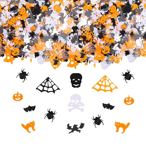 ParPix Konfetti Halloween Tischdeko, Halloween Deko Konfetti, Horror Deko für Fledermaus Spinne Hexen Kürbis Schädel Netze Geist, Streudeko Fledermaus Deko, Spinne Tischdeko, Halloween Party Confetti von ParPix