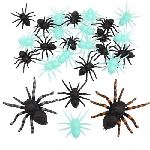 ParPix 22 Stück Halloween Spinnen Deko Set, Spinne Halloween Groß 10cm Konfetti, Realistische Spinne Halloween Tischdeko, Schwarze Spinnen Halloween Streudeko, Gruselige Halloween Deko Spinne von ParPix