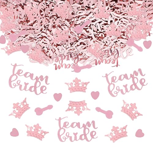 ParPix Team Bride Konfetti Jga Deko Frauen, 30g Streudeko Junggesellenabschied Frauen, Rosegold Konfetti Hochzeit Tischdeko, Glitzer Confetti Deko Jga Hochzeit, Bride To Be Deko Konfetti Mit Krone von ParPix