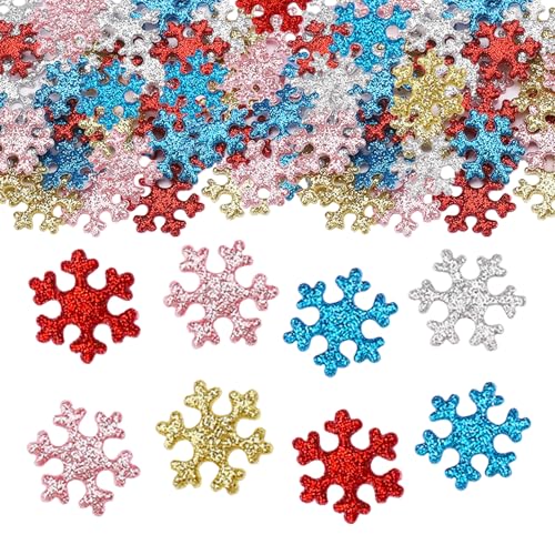 ParPix 50 Stück Bunt Schneeflocken Streudeko,Glitzer Schneeflocken Weihnachten Streudeko,Weihnachten Tischdeko Konfetti, Schneeflocke Winterdeko,Weihnachts Tischdeko, 2.2cm Schneeflocken Deko Confetti von ParPix