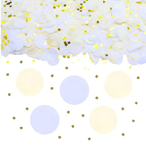 ParPix 6000 Stück Konfetti Bunt, 50g Goldgelb Rund Streudeko Geburtstag Hochzeit Deko, 2.5cm Streudeko Papier Konfetti Glitzer, Confetti Tischdeko, Luftballons Konfetti für Weihnachten,Silvester Deko von ParPix