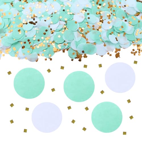 ParPix 6000 Stück Konfetti Bunt, 50g Rund Hellgrün Streudeko Geburtstag Hochzeit Deko, 2.5cm Streudeko Papier Konfetti Glitzer, Confetti Tischdeko, Luftballons Konfetti für Weihnachten,Silvester Deko von ParPix