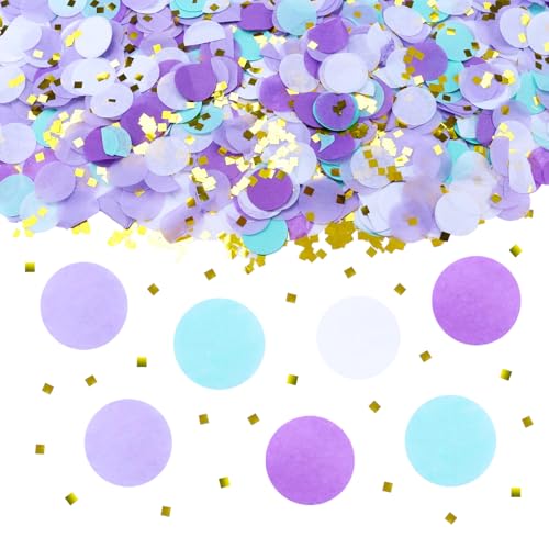 ParPix 6000 Stück Konfetti Bunt, 50g Hellviolett Rund Streudeko Geburtstag Hochzeit Deko, 2.5cm Streudeko Papier Konfetti Glitzer,Confetti Tischdeko,Luftballons Konfetti für Weihnachten,Silvester Deko von ParPix