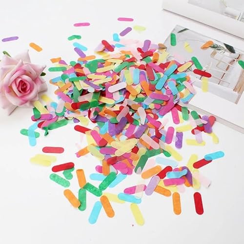 ParPix 50g Papier Konfetti Bunt, 3cm Streudeko Geburtstag, Konfetti Hochzeit Geburtstag Tischdeko, Long Streifen Konfetti Luftballons Dekoration, Confetti Tischdeko für Weihnachten, Taufe, Silvester von ParPix