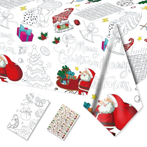 ParPix Ausmal Papiertischdecke Weihnachten 180 x 120 cm, Maltischdecke für Kinder,Ausmaltischdecke Kinder Weihnachts,DIY Tischdecke Papier für Weihnachten,Tischdecke zum Ausmalen Kinder Weihnachtsdeko von ParPix